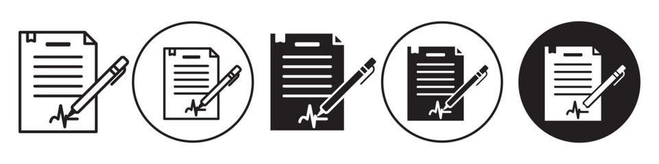 Agreement symbol Icon. Flat logo of contract legal document with sign of owner or applicant. Vector set collection of office job application sheet form for registration script memo in writing report 