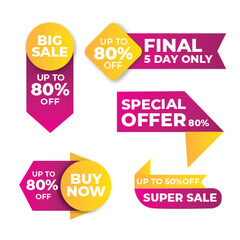 Set of Black friday sale tags stikers and labels for sale. Template for use in trade labels, stickers, discounts and price tags on paper or website. Vector illustration.