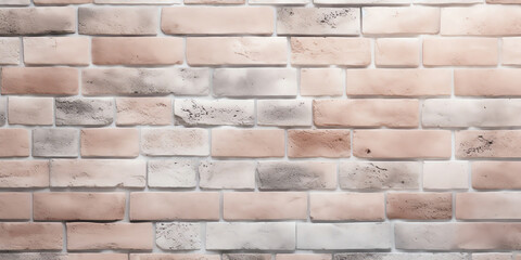 Generative AI : Old Blush Pink and Pale Gray Grunge Brickwall Texture. Vintage Brick Wall With Shabby Faded Background. Distressed Stonewall Wallpaper. Peeled Rough Decayed Brick Wall Textured Backgro