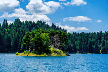 Summer landscape of Dospat dam in Rhodope mountains