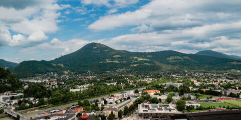 Panoramic view on the city from the hill