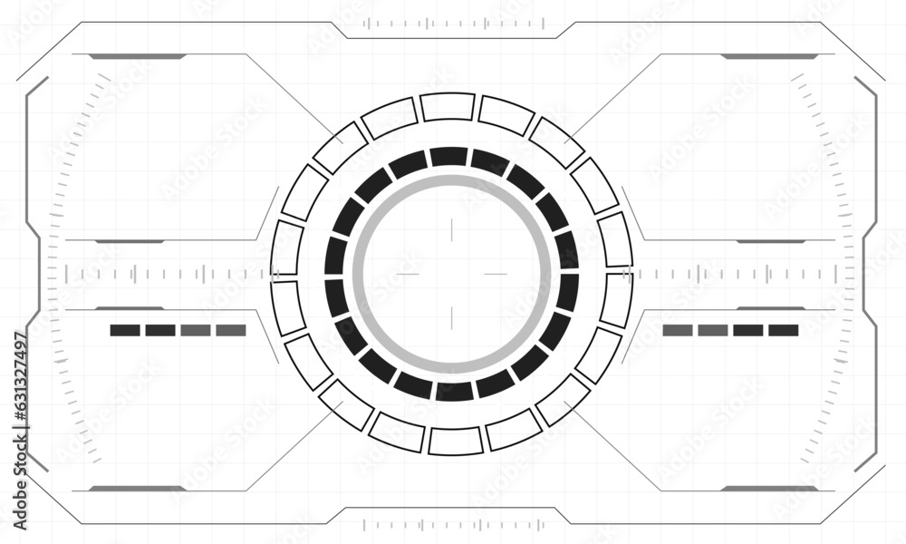 Poster hud sci-fi interface screen monochrome view design virtual reality futuristic technology display vec