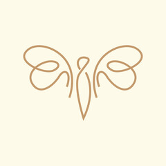 Dragonfly Logo, Flying Animal Design, Insect Vector Illustration Template