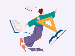 Education learning people flat vector concept hand drawn illustration
