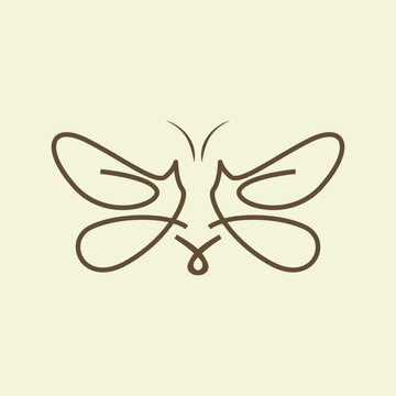 Dragonfly Logo, Flying Animal Design, Insect Vector Illustration Template
