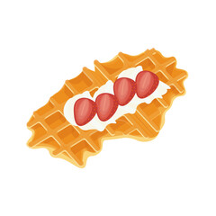 Croffle Illustration Logo with Fresh Strawberry Topping