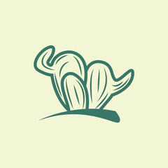 Cactus Logo, Simple Line Cactus Design, Green Plant Vector, Icon, Symbol, Illustration