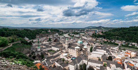 view of the city Salzburg in summer tiime