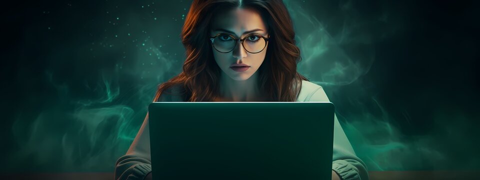 illustration of a woman working on her computer