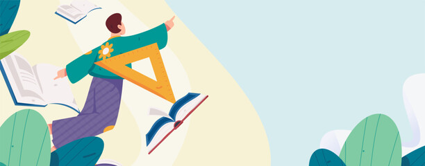 Education learning people flat vector concept hand drawn illustration
