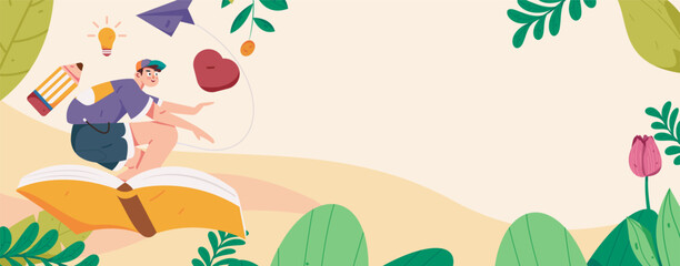 Education learning people flat vector concept hand drawn illustration
