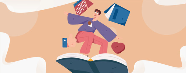 Education learning people flat vector concept hand drawn illustration
