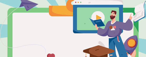 Education learning people flat vector concept hand drawn illustration
