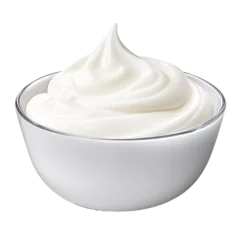 Fotobehang Bowl with sour cream, mayo, yogurt on transparent backround, fully focused, with clipping path. © AkuAku