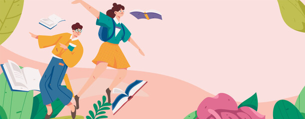 Education learning people flat vector concept hand drawn illustration
