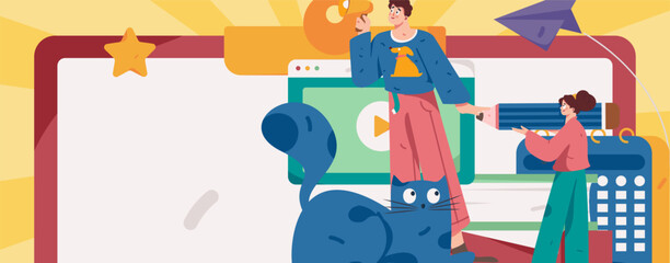 Education learning people flat vector concept hand drawn illustration
