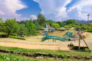 長野県・立科町 夏の権現山運動公園の風景