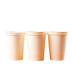 Environmentally friendly concept: Disposable white cups made of plastic on an orange backdrop.