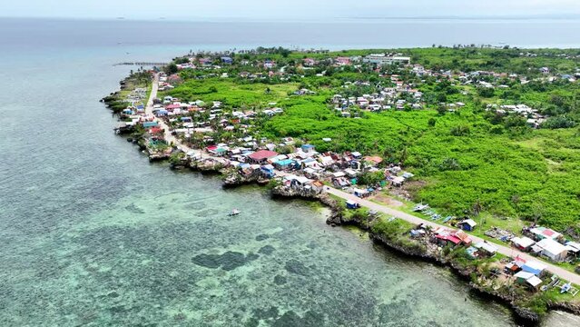 Aerial shot of the small Olango Island just off the coast of Cebu City Philippines.