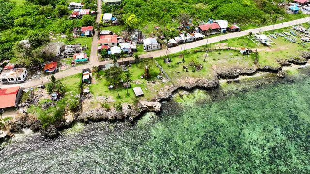 Aerial shot of the small Olango Island just off the coast of Cebu City Philippines.