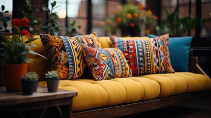 Vibrant Comfort: Explore the Colorful Sofa with Stylish Cushions