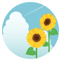 ひまわりと入道雲