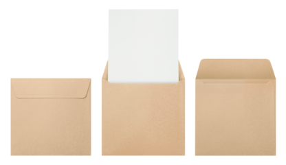 Set of craft square paper envelopes, cut out