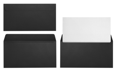 Set of black envelopes cut out