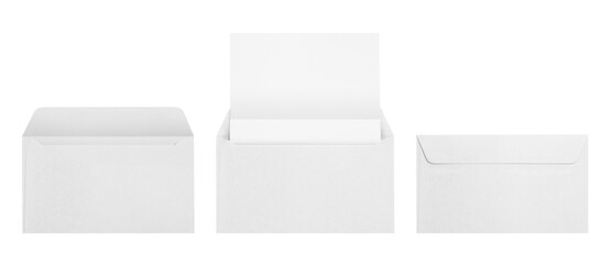 Set of white envelopes cut out