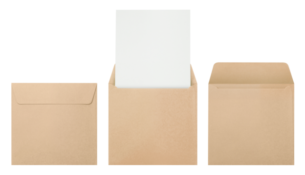 Set of craft square paper envelopes, cut out