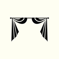 Home And Exhibition Curtain Logo Design, Building Decoration Vector Illustration