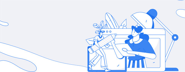 Education learning people flat vector concept hand drawn illustration
