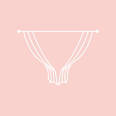 Home And Exhibition Curtain Logo Design, Building Decoration Vector Illustration