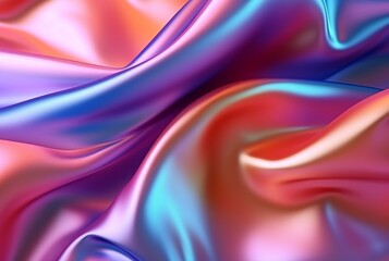 abstract background with 3d wave bright gold and purple gradient silk fabric. generative ai