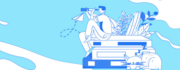 Education learning people flat vector concept hand drawn illustration
