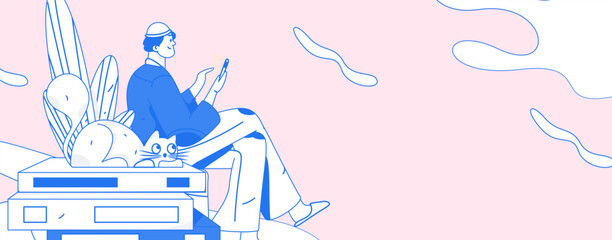 Education learning people flat vector concept hand drawn illustration
