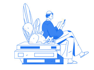 Education learning people flat vector concept hand drawn illustration
