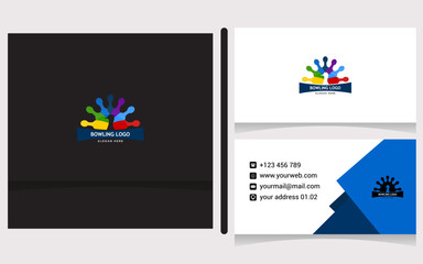 Professional bowling club badge logo design set.