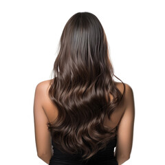 Beautiful young woman with perfect hair, courtesy of her reliable flat iron. Backside view.