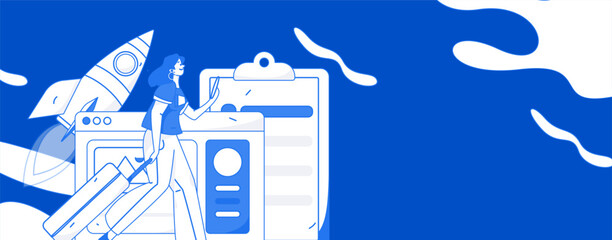 Business People Flat Vector Concept Operation Hand Drawn Illustration
