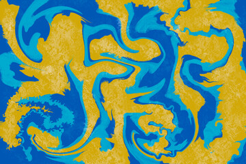 Fototapeta na wymiar Yellow and blue abstract painted surface background.