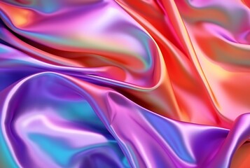 Fototapeta premium abstract background with 3d wave bright gold and purple gradient silk fabric. generative ai