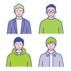 20代〜40代男性の上半身イラスト素材【セット】