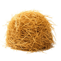 Golden yellow haystack on transparent backround is tightly packed straw.