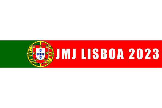 lisbon string graphic illustration - band with the colors and symbols of the flag of protogal and the word lisbon on the background of the flag. world youth day, pope, jmj