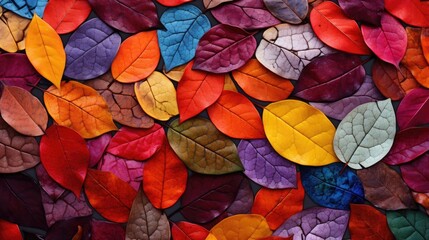 Fototapeta na wymiar Colorful autumn leaves. Top view. Generative AI