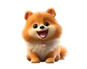 Obraz premium Adorable 3D Pomeranian: Cute Pet Dog Transparent Background Generative Ai