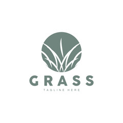 Green Grass Logo Design, Farm Landscape Illustration, Natural Scenery Vector
