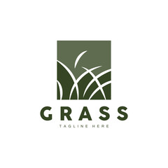 Green Grass Logo Design, Farm Landscape Illustration, Natural Scenery Vector