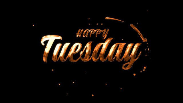 animated text happy tuesday gold style, inkdrop